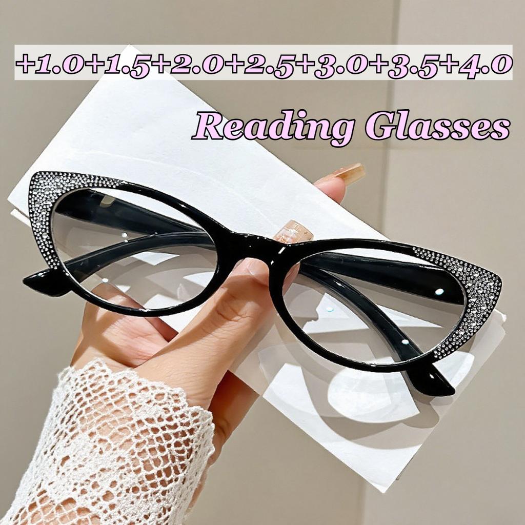 Fashionable Diamond Reading Glasses HD Transparent Lenses Blue Light Blocking Presbyopia Glasses for Women Men