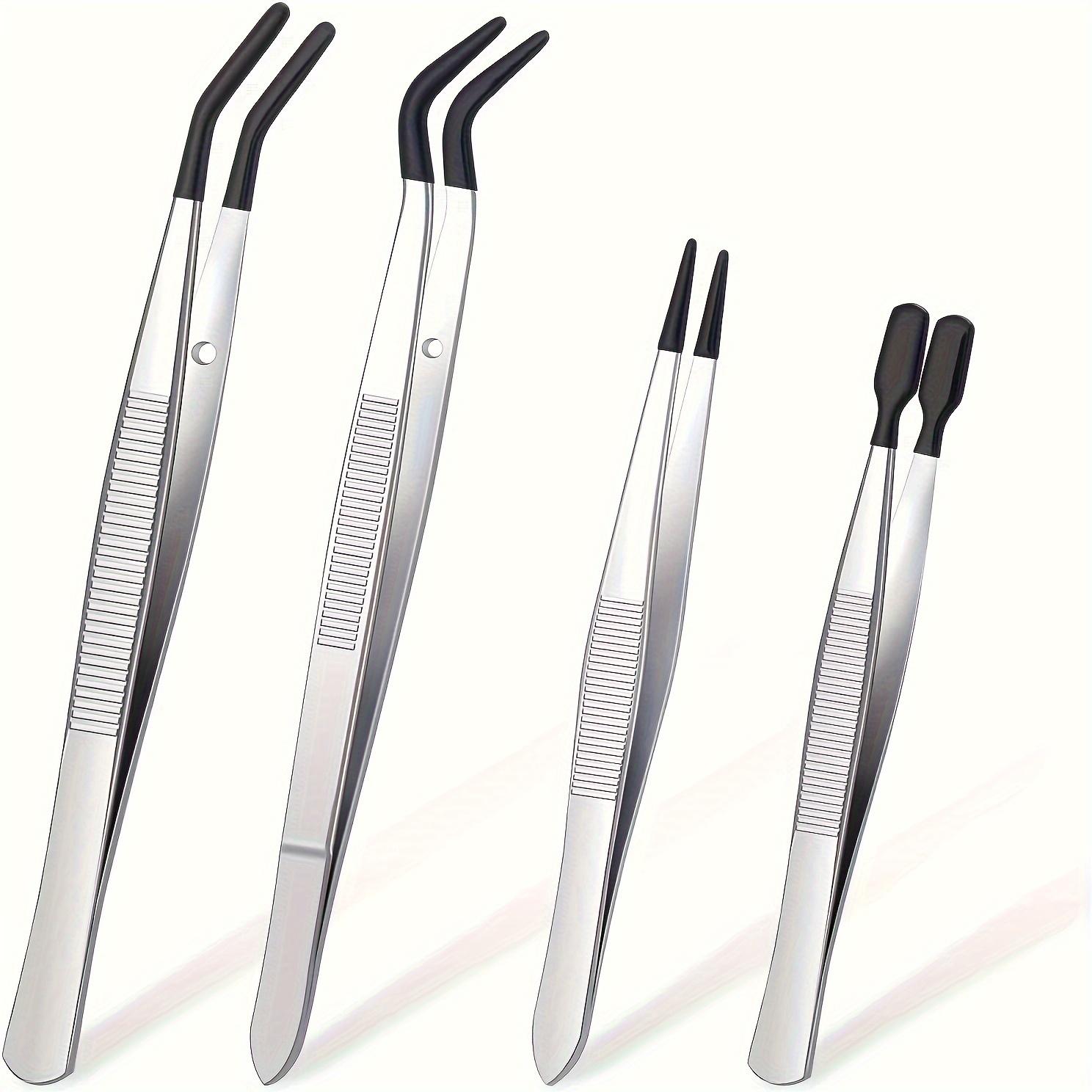 Stainless Steel Tweezers Stainless Steel Plastic-Coated Tweezers For Eyelash Extension Assistance Coin Clips Stamp Clips Tool