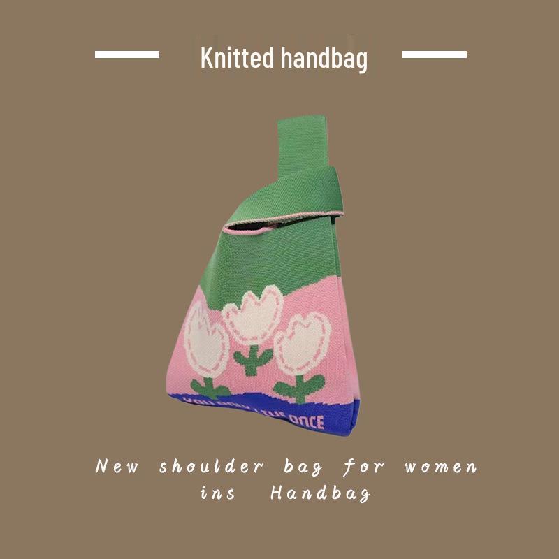 Trendy Women's Knitted Wool Bucket Handbag - Casual Tote & Lunch Box Bag