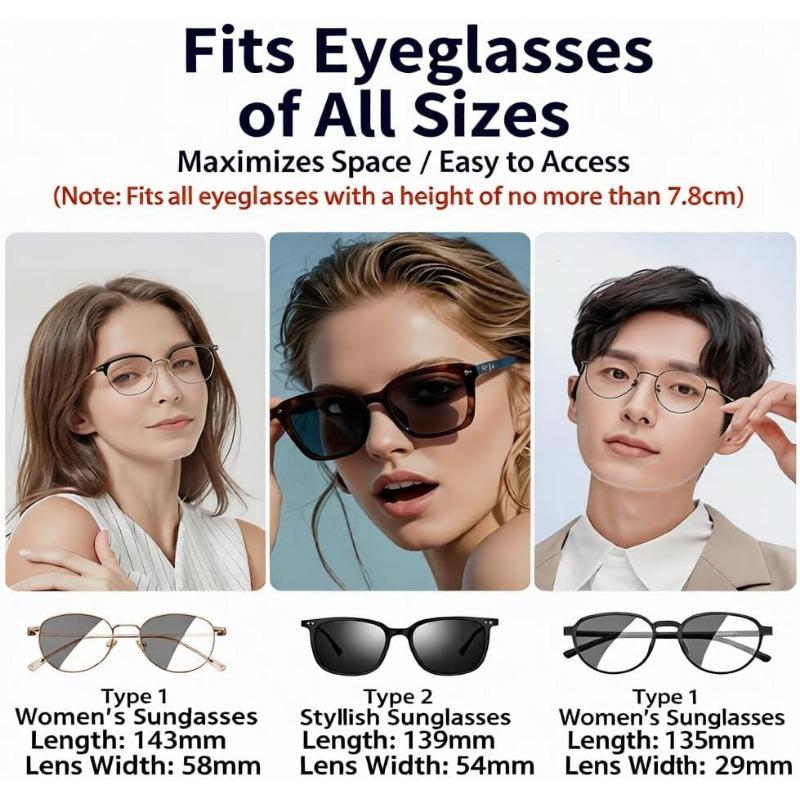 Car Sunglass Holder-Leather Magnetic Large Glasses Case,One-Handed Eyeglass Clip,Universal Auto Sun Visor Accessories