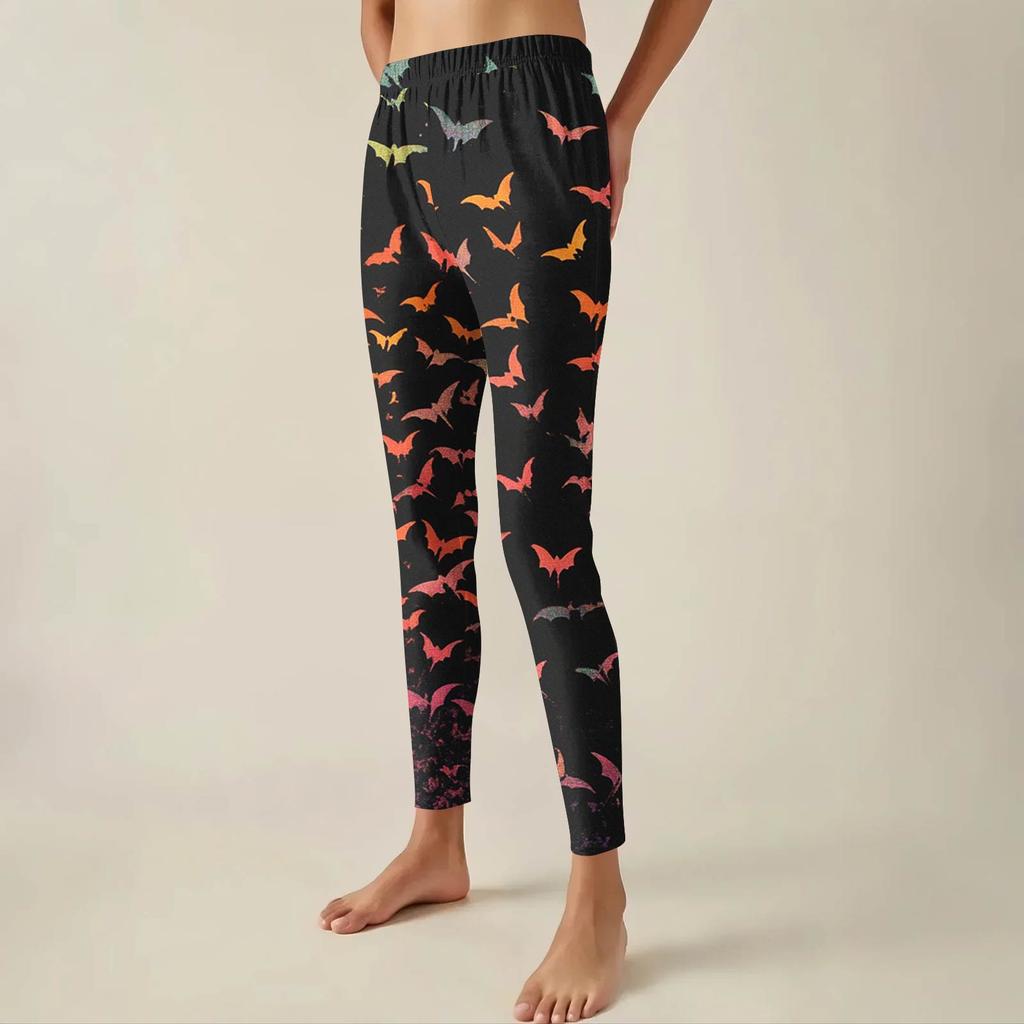Women's Pants Halloween Printed Stretchy Soft Bottoms Casual Home Sleeping Pants