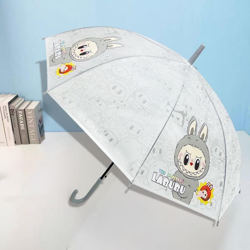 

Зонт с рисунком куклы Лабубу, Матовый полуавтоматический зонт с прямой ручкой, Студенческий, Детский, Зонт для девочки