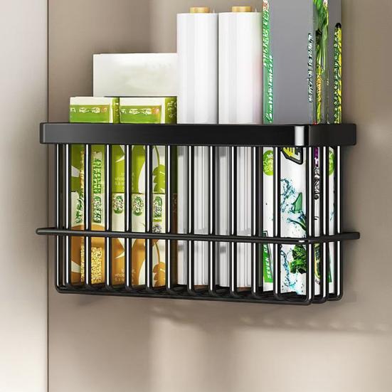 Cabinet Door Organizer Adhesive Storage Rack Inside Cabinet Kitchen Wall Mounted Pantry Caddy Hanging Storage Basket for Fridge Bathroom Organization