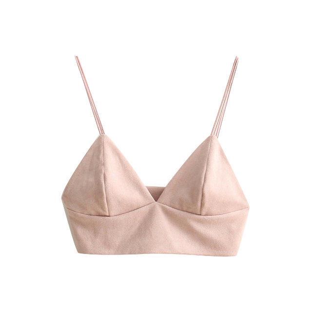 Bralette Crop Top Summer Sexy Pink Strappy Suede Cami Camisole Women Tops