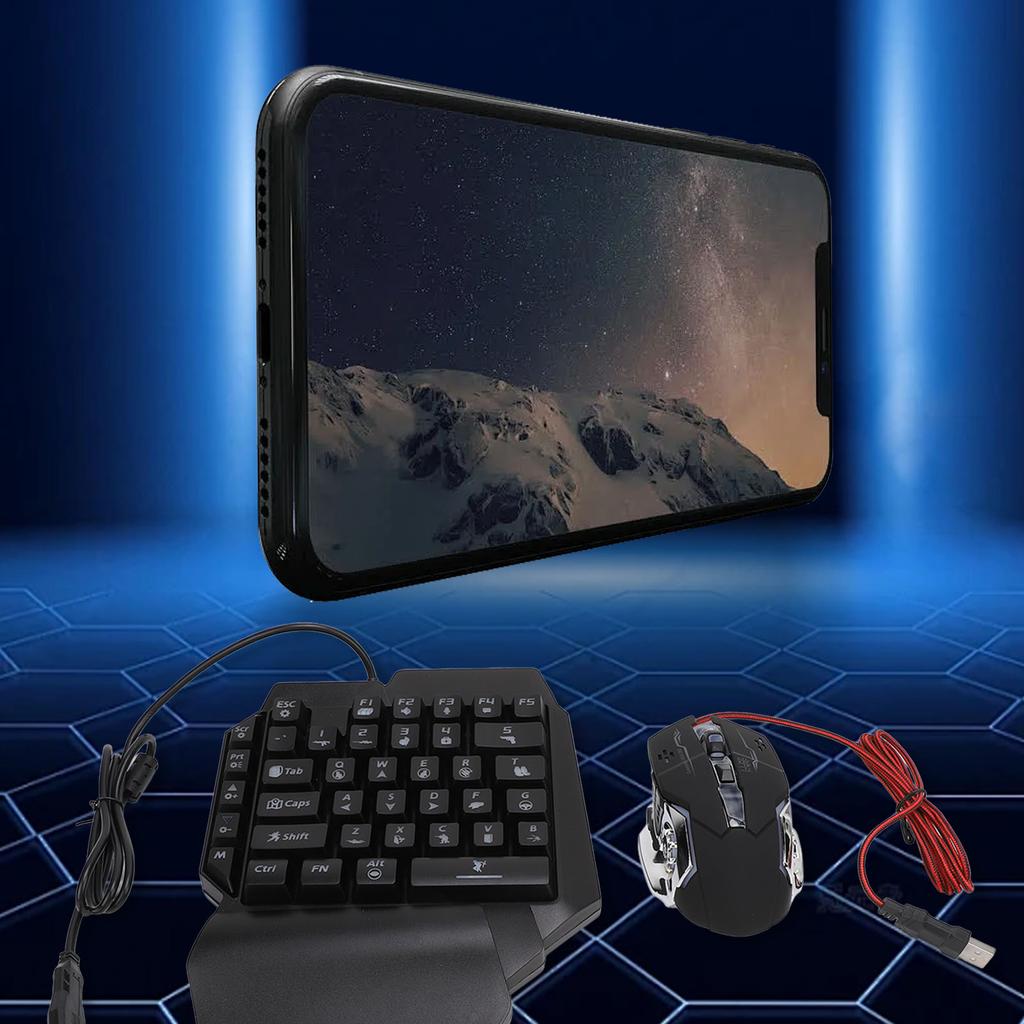 Mobilní Hra Kombinovaný Balíček Bluetooth Připojení Jednoruční Klávesnice Myš Kombinace Citlivá s Nastavitelným Držákem na Telefon pro Hraní