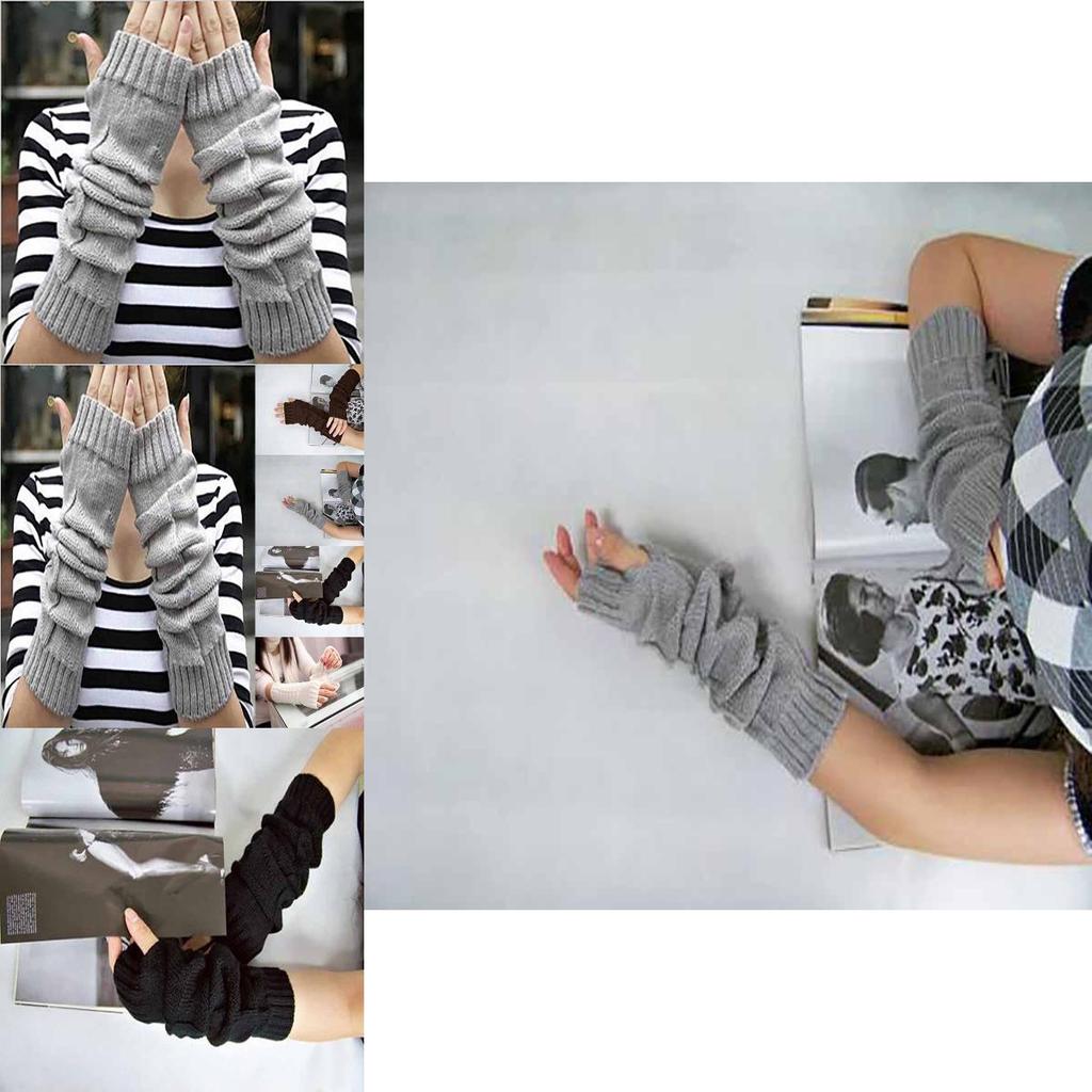 Chic Knitted Crochet Arm Warmers Long Fingerless Gloves For Trendy Women