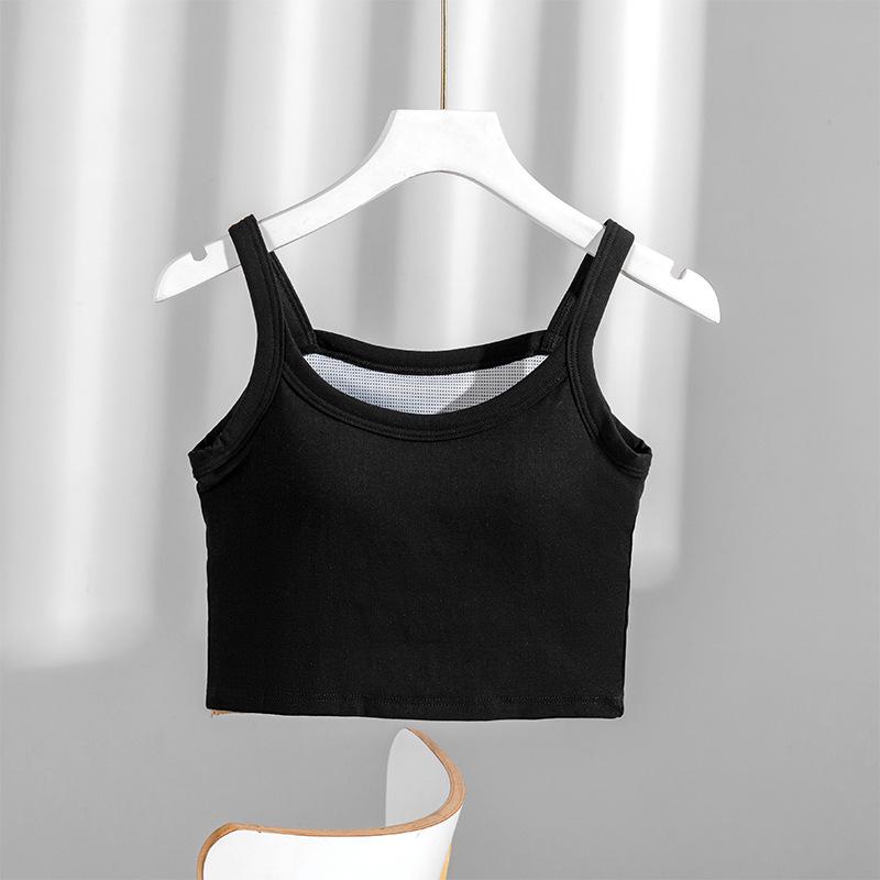 Women s Trendy Round Neck Camisole with Built-In Chest Pads - Versatile for Solo Wear or Layering Extra Large