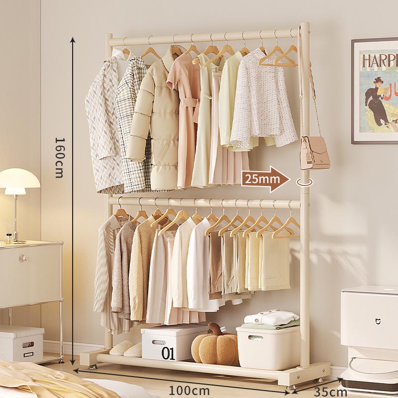 Double-Layer Hanger: Space-Saving Floor Rack for Clothes and Hats