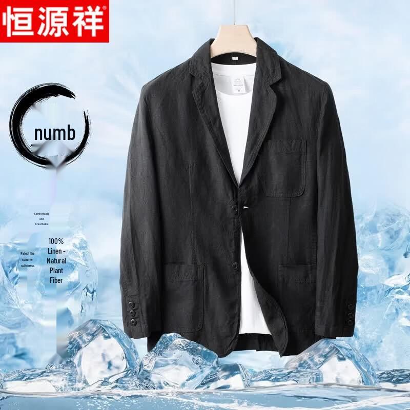 Hengyuanxiang Men s Summer Linen Blazer M