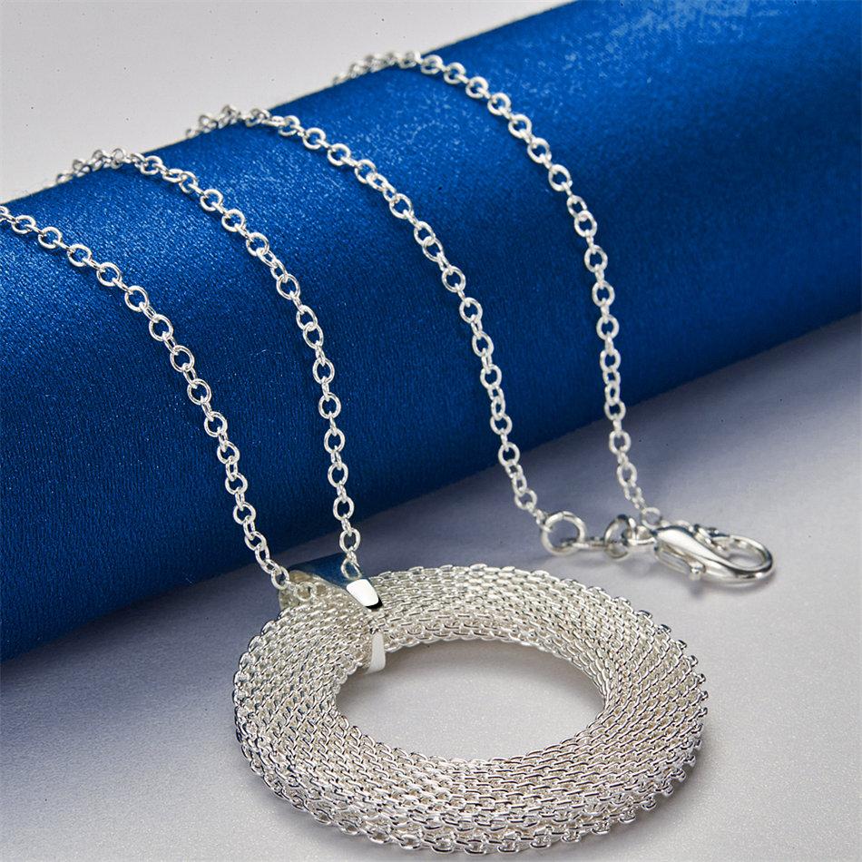 925 sterling silver 16-30 inch exquisite round woven pendant necklace, women's jewelry party gift, fashionable wedding