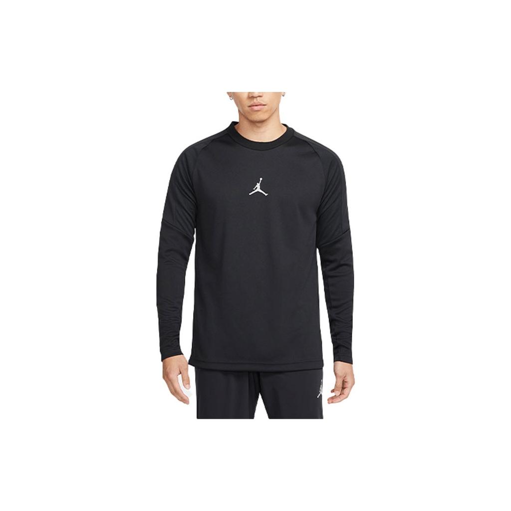 Jordan Dri-Fit Logo Print Crew Neck Sports Pullover Long Sleeve T-Shirt Men Tops Black DC9740-010