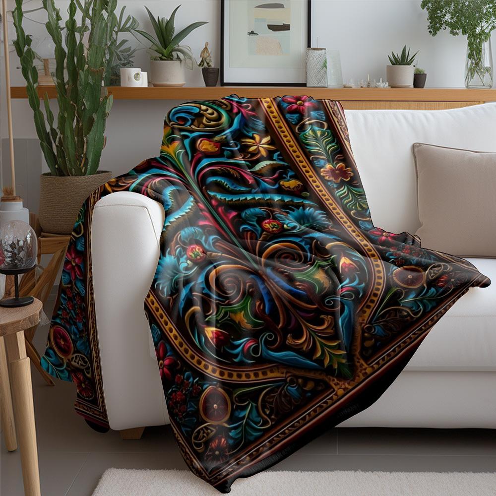 Bohemian Peacock Floral Bed Blanket Throw Sofa Cover Decorative Cushion Cover Bedspread Home Decor