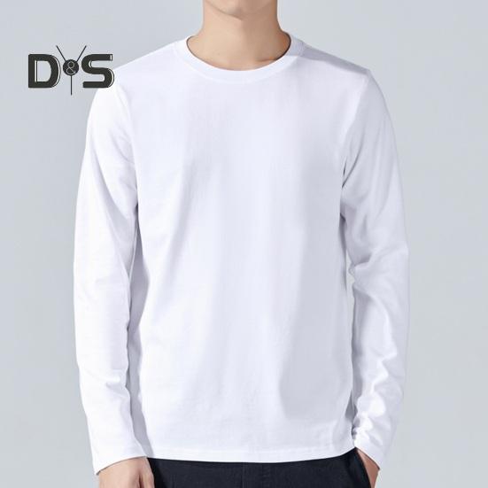 Men Sport Top Loose Pure Color Round Neck Bottoming Clothes Long Sleeves Homewear Gym Running Basketball T-shirt