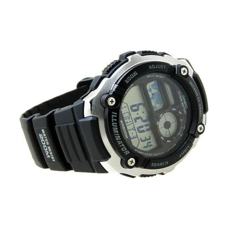 Casio CASIOYOUTH Series - Disc Digital Display Series ANDARD Ten Years Power Digital Display Waterproof Electronic Watch Quartz Movement AE-2100W-1A