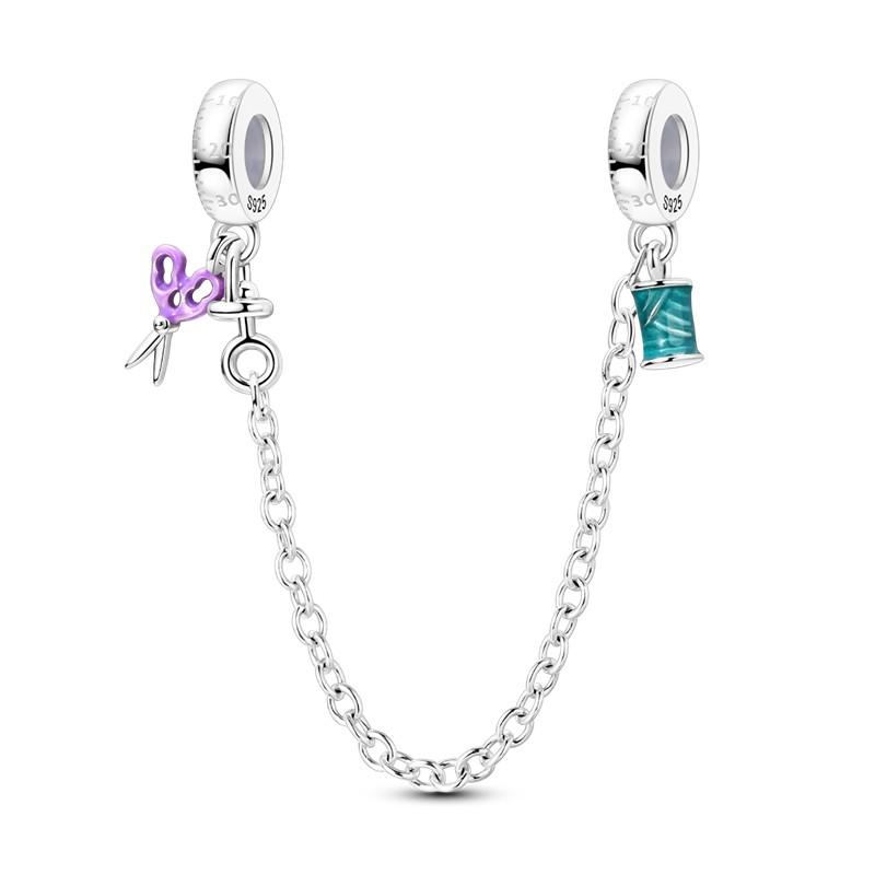 Sparkling Clear Copper Safety Chain Copper Safety Chain Charm Beads Fit Original Pandora Bracelet Diy Jewelry