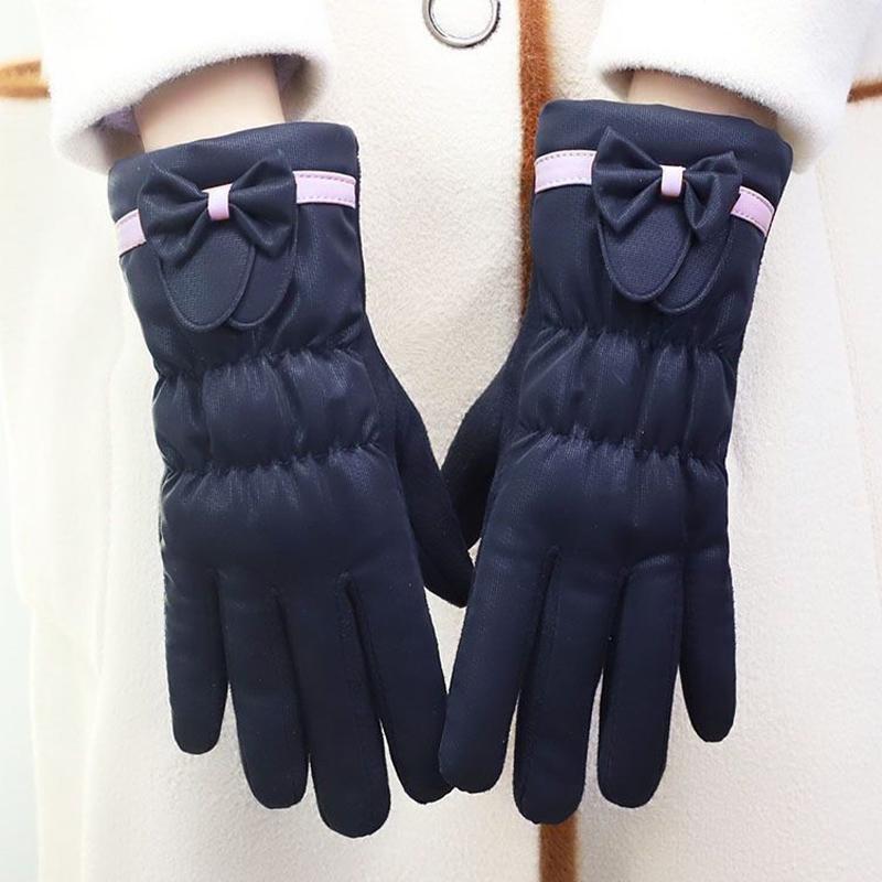 

Жіночі терморукавички потовщені та оксамитовий велосипедний краватка-метелик із сенсорним екраном чорний