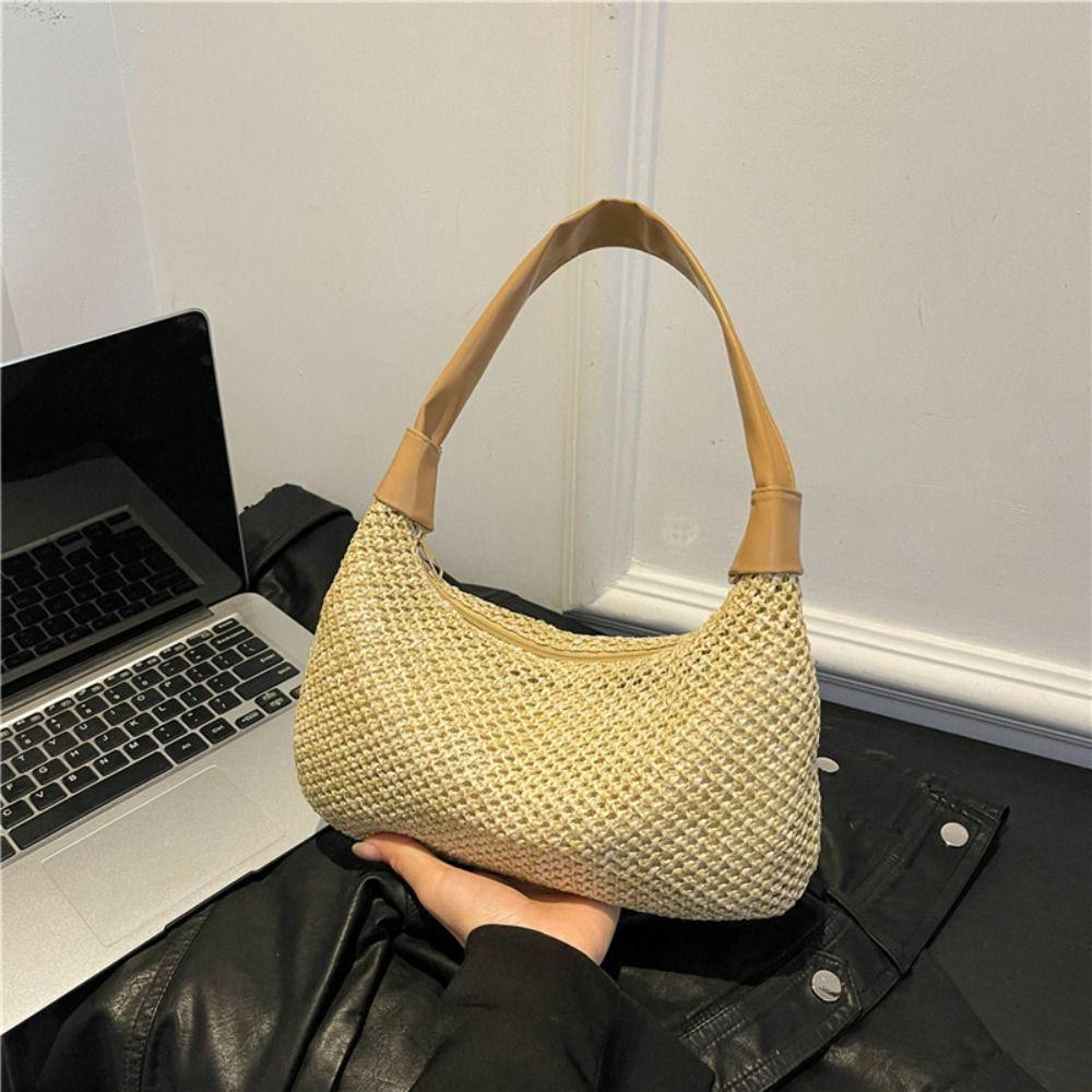 Leisure Weave Straw Bag Summer Beach Handbag Trendy Straw Shoulder Bag  Women