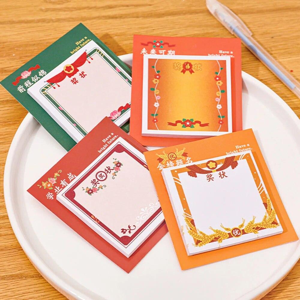 1 Piece Certificate Of Commendation Adhesive Sticky Notes Notepad Memo Pad Office School Supplies Stationery Sticker