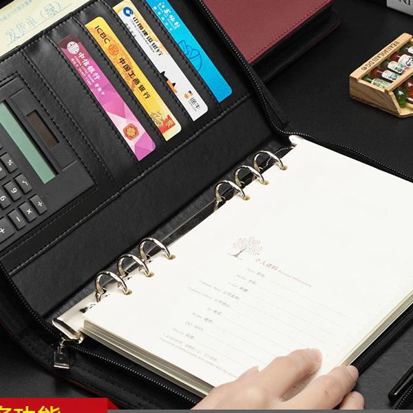 A5 Retro Leather Zipper Binder: Multifunctional Loose-leaf Notebook with Detachable A6 Section