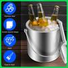 2L Large Capacity Ice Bucket Container Stainless Steel Ice Cube Bucket Double Wall Insulated Ice Bucket