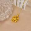 Versatile Chinese Ruyi Pendant Necklace with Hollow Fu Character - Women's Temperament Clavicle Chain Accessory