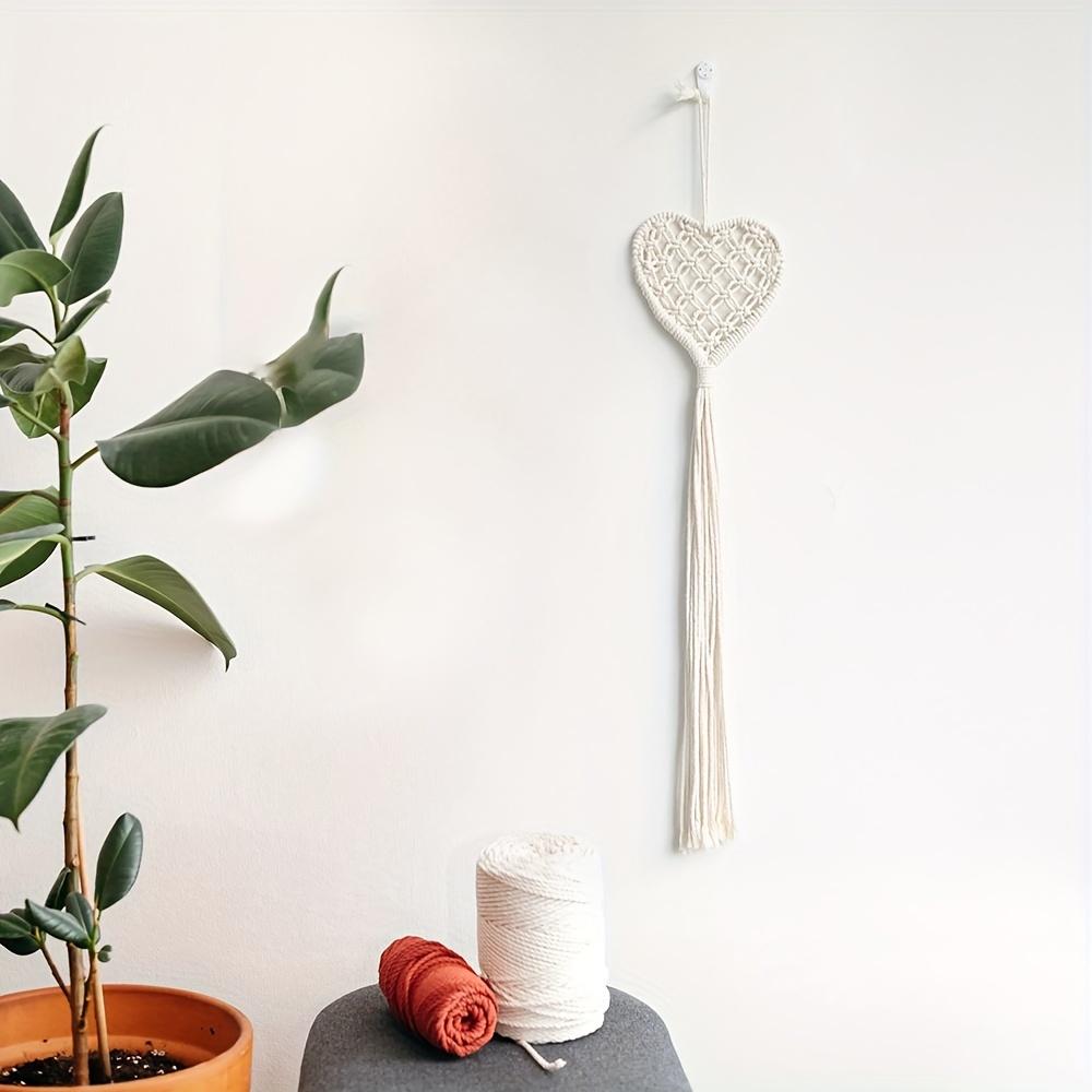 Schickes Bohème 1 Stück Handgewebtes Herzförmiges Quasten-Wandbehang | Polyester-Dekoration mit Makramee-Design für Zuhause & Schlafzimmer, für Valentinstags-Raumdekoration