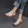 Fashion GKTINOO 2025 Summer New Hollow-out Breathable Weaving Sandals Retro Roman Style Genuine Leather Women's Shoes