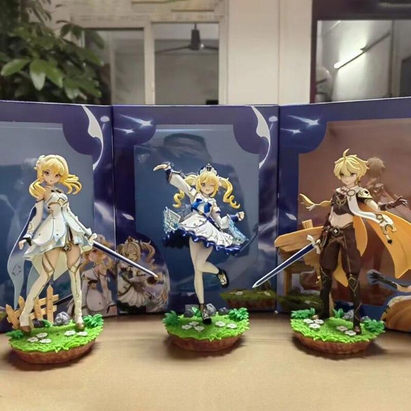 Genshin Impact Aether Lumine Barbara Anime Figure Beauty Girl Manga Statue Pvc Action Figurine Collectible Model Toys Doll 20cm
