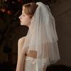 Flower Girl Veil Lace Bow Hair Wedding Headpeice White Sheer Simple Covering