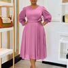New spring fashion temperament elegant solid color A-shaped dress large size dress