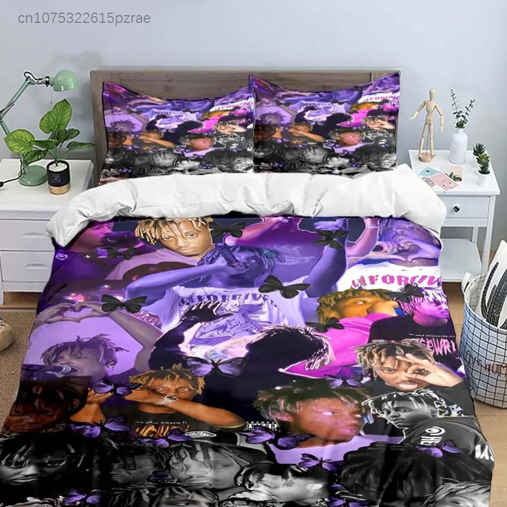 Fashion Hip-hop Singer J-Juice WRLD Bedding Set Single Twin Full King Size Musical Genius Bed Linen Adults Teens Bedroom Gift
