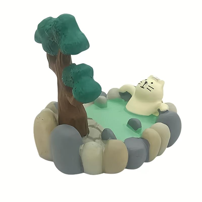 1pc Japanese-Style Healing Cute Hot Spring Cat Stretching Phone Stand, Creative Resin Craft, Mini Ornament Stand белый