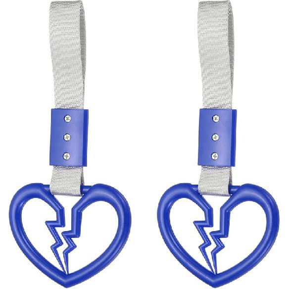PATIKIL 2Pcs Broken Heart Shaped Car Handle Straps, Car Hanging Accessories Bumper Warning Ring Drift Charm For Auto Decor Interior Exterior