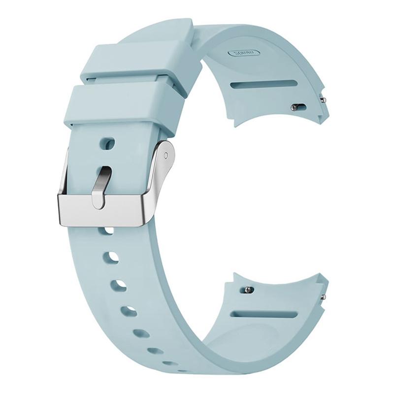 For Samsung Galaxy Watch FE 40mm/Watch6 40mm/44mm/Watch6 Classic 43mm/47mm Watch Band Silicone Strap with Silver Buckle