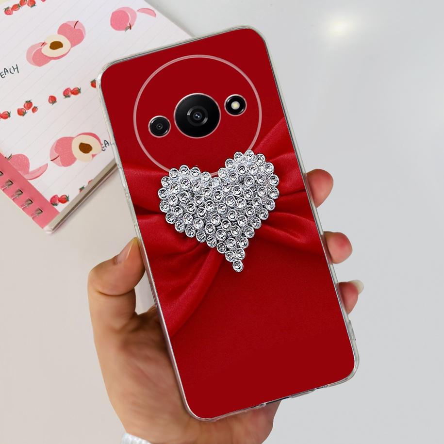 For Xiaomi Redmi A3 Case 2024 Popular Flower Soft Silicone Clear TPU Phone Cover For Xiomi Redmi A3 A 3 Bumper on RedmiA3 Fundas