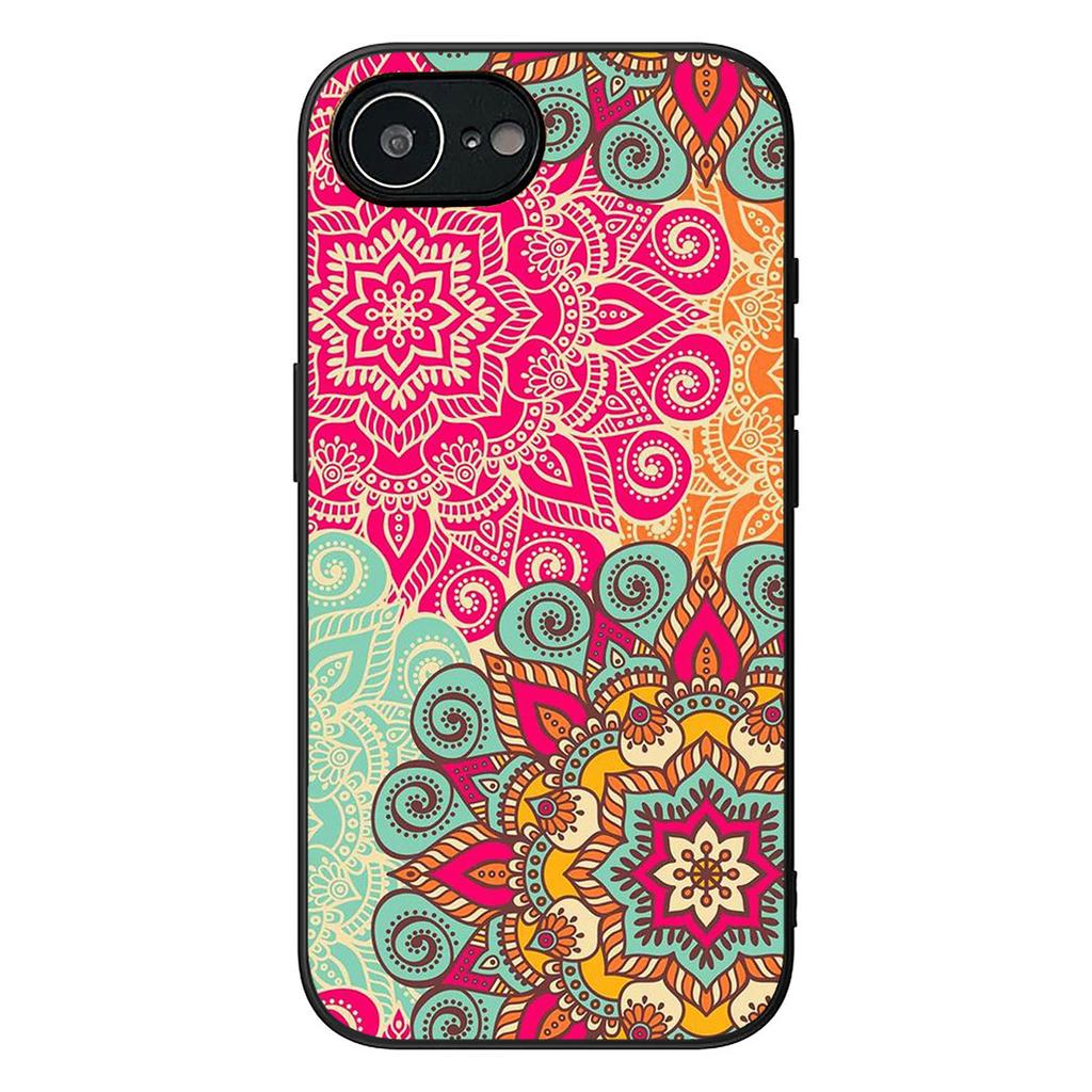 Mandala Texture Rose Flower Phone Case for Apple iPhone 16 17 Air 14 15 Pro Max Plus 16+ 16E 14+ ProMax Protective Cover