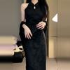 New Chinese Style Cheongsam Dress Women's New Spring and Summer High-end Black Temperament Dress Set