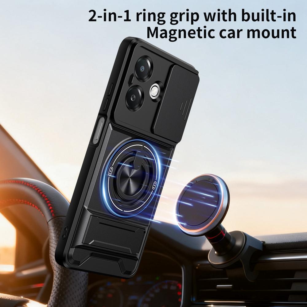 KEYSION Magnetic Phone Case for OPPO A3 A3X 5G A5i Slide Camera Protection Upright Kickstand 360 Ring Shockproof Back Cover