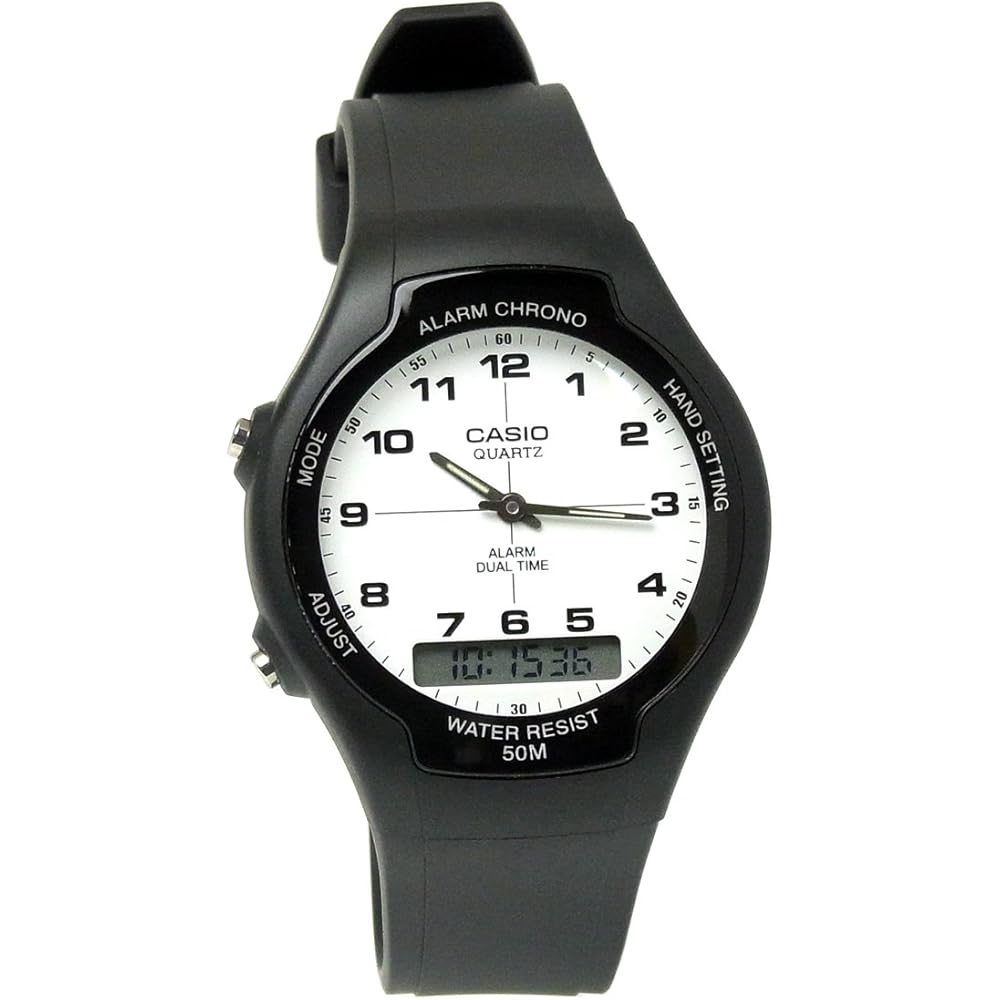 

[Casio] CASIO Мужские часы Стандартные AW-90H-7B Аналогово-цифровые Черно-белые Белые Арабские цифры [Pa...