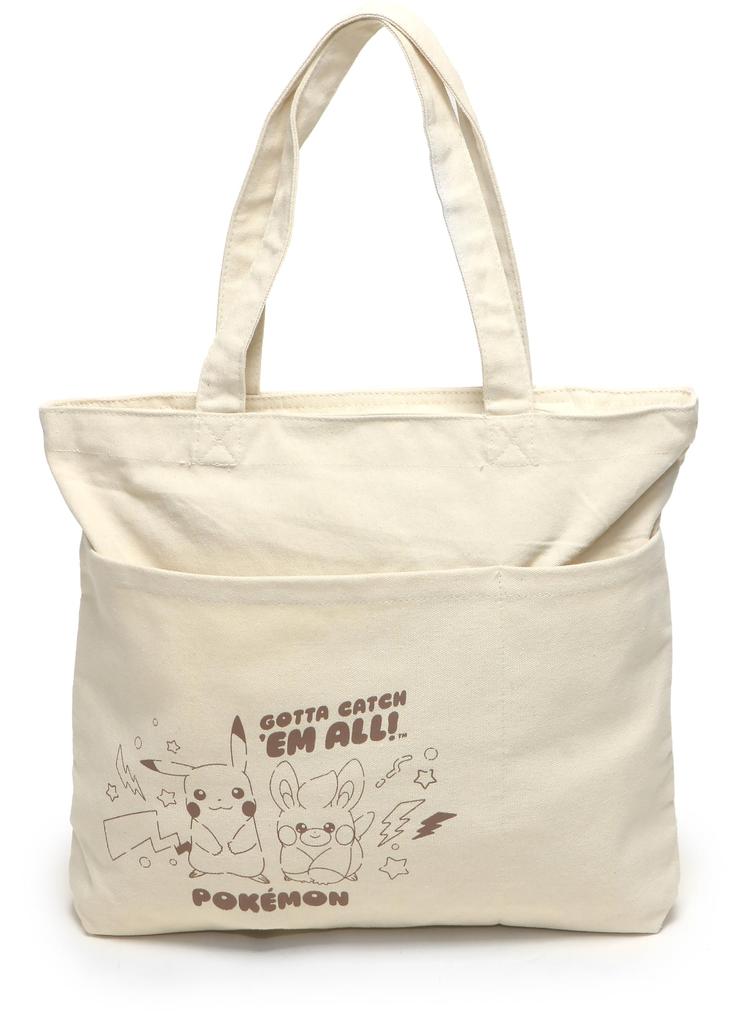 Tote Horizontal Tote Bag for Collection Pokémon Bag, Kids, CPKB2201, Kinari/Pokémon