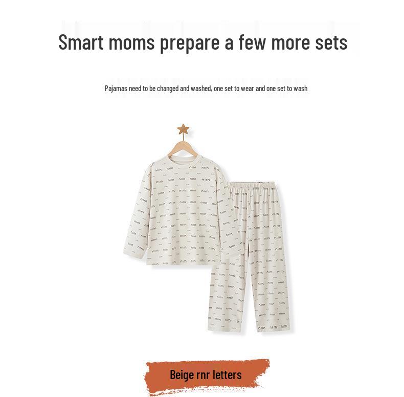 Boys' Long-Sleeve Pure Cotton Pajama Set for Spring, Summer, and Autumn - Ideal for Primary School-Aged Children.