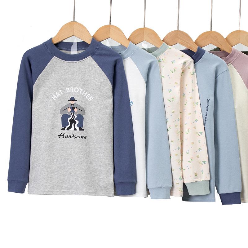 Children's Pure Cotton Flannel Thermal Pajamas - Boys' Teenage Autumn Layer