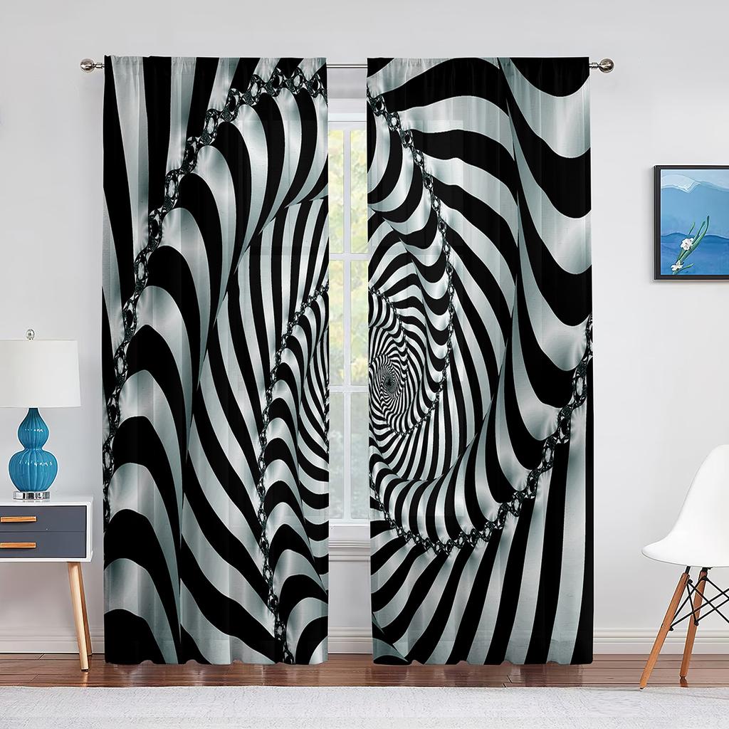 Psychedelic Multi Colour and Trippy Art Tulle Curtain for Living Room Bedroom Decor Sheer Curtains Room Kitchen Window Treatment