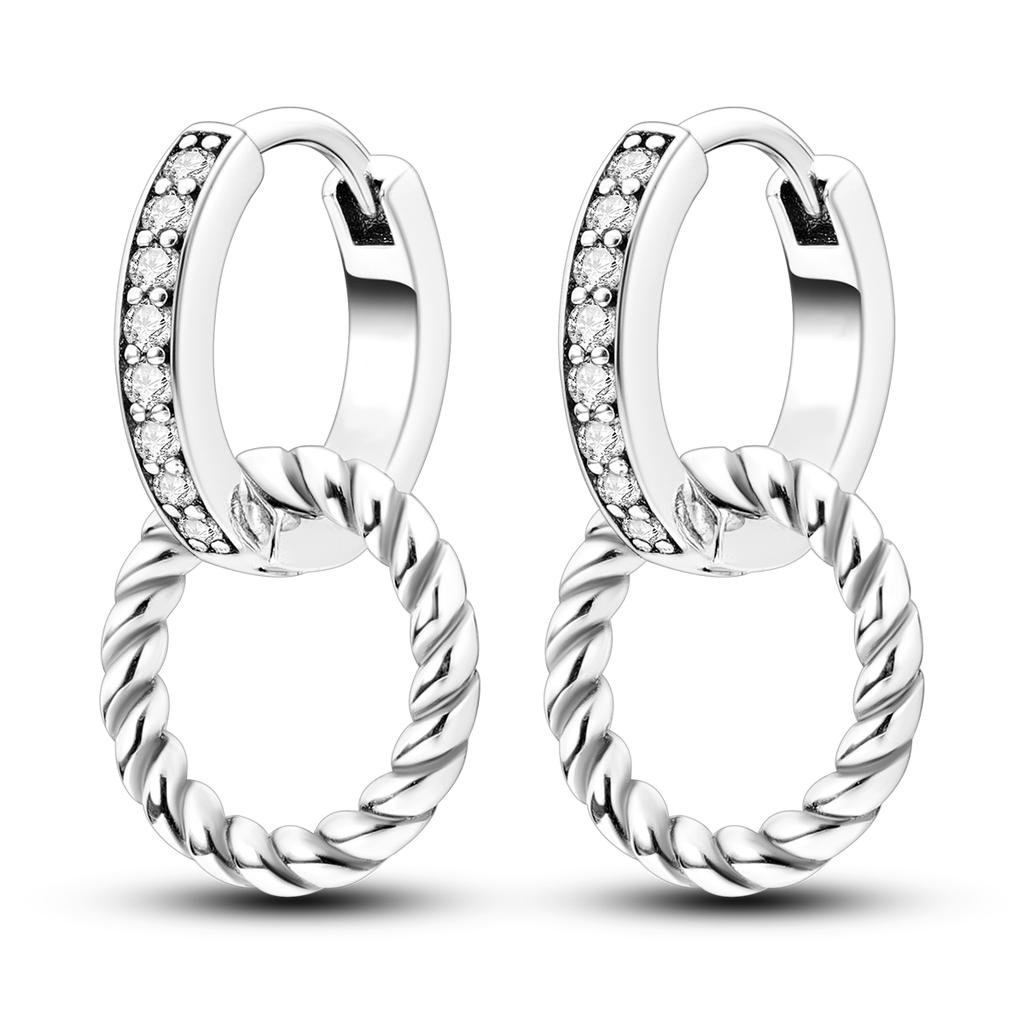 Silver Plated U Round Heart Shape CZ Zircon Earrings Hoop Earrings For Women DIY Making Jewelry Gift