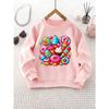 Round Neck Sweatshirt with Cartoon Dessert and Candy Pattern, Comfortable Top, Versatile for Daily Wear, Suitable for Parties