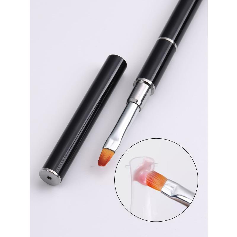 Double Head Nail Art Gel Brush Black Pen Picker 2 IN 1 Design UV Gel Brush Spatula Acrylic Nail Extension Gel Manicure Tools