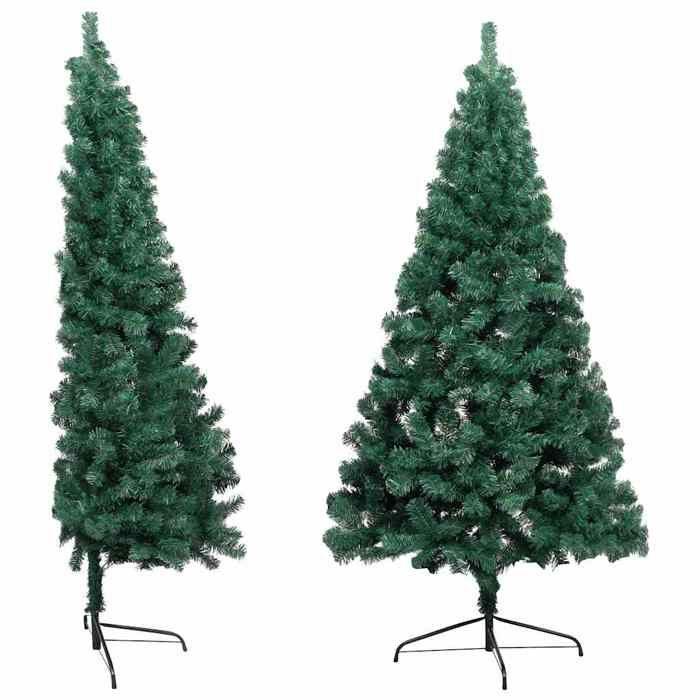 VidaXL Demi-arbre de Noël artificiel avec LED et boules Vert 150 cm 3077650