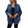 Women's Denim Jacket - Fashionable Loose Collar Batwing Sleeve Blazer for Autumn and Winter Women's Wear