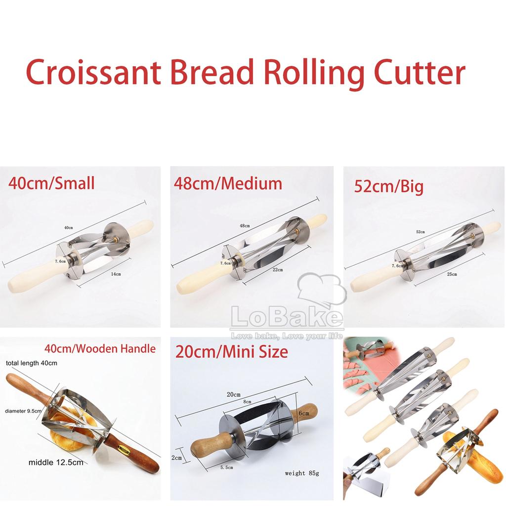 Edelstahl Croissant Maker Trigon Rollmesser Teigschneider Pizza mit Holz- und Kunststoffgriff DIY Backzubehör