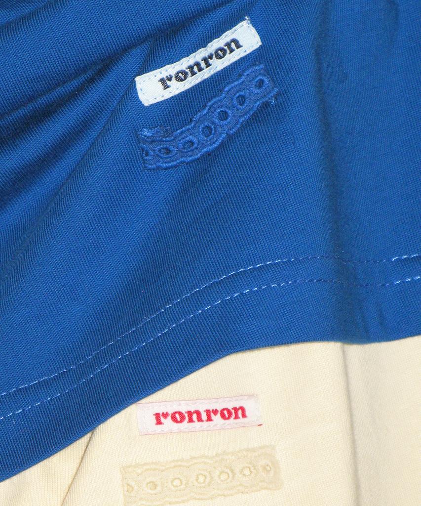 RONRON Mini Label Crop Short Sleeve Deep Blue